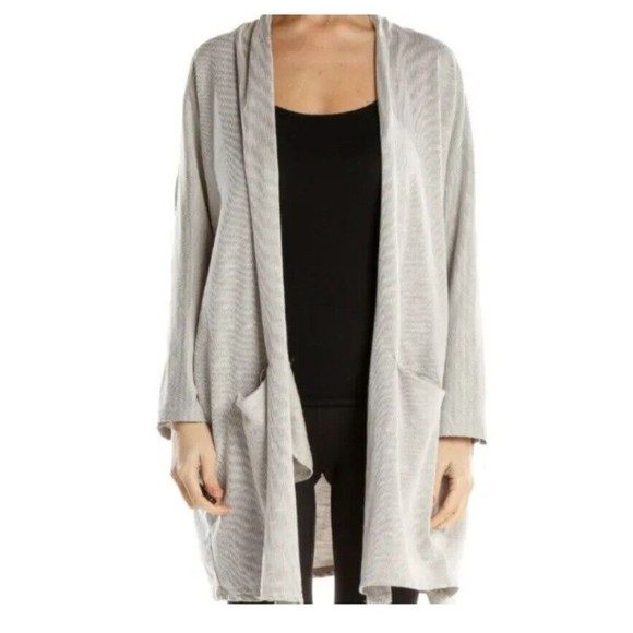 Anthropologie Tops - DONNI Sweater Womens OS Ribbed Oversized Cardigan Coat Gray Slouchy Long Duster